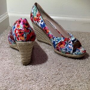 Kelly & Katie Multicolor Floral Espadrille Wedges